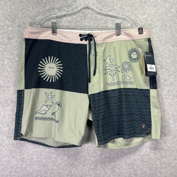 Roark Other - Roark Board Shorts Mens 38 Green Passage Costa Chapporal Swim Trunks 17" Outseam